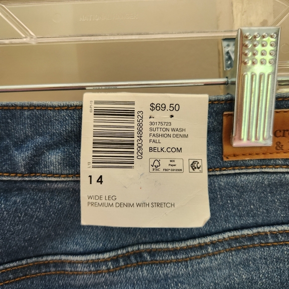 Crown & Ivy Jeans NWT womens size 14 wide leg stretch denim Sutton wash - Picture 5 of 7